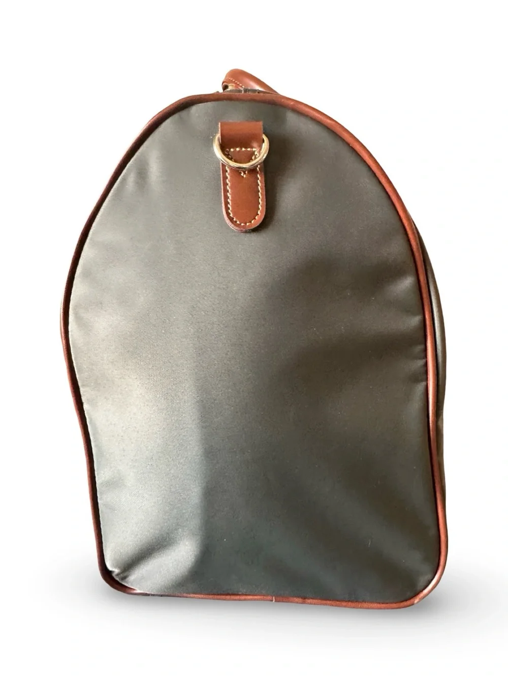 Rudolph Valentino Men's Olive Green Duffel with Brown Leather Trim